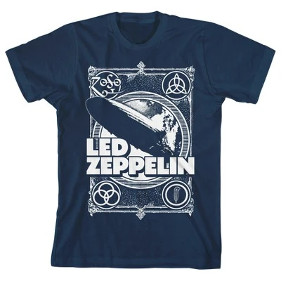 Led Zeppelin Plane Logo & Icons Crew Neck Short Sleeve Navy Boy's T-shirt 5 Led Zeppelin Plane Logo & Icons Crew Neck Short Sleeve Navy Boy's T-shirt - Image 3