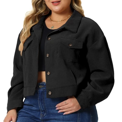 Agnes Orinda Women's Plus Size Lightweight Cropped Button Down Corduroy Shacket Jackets 7 Agnes Orinda Women's Plus Size Lightweight Cropped Button Down Corduroy Shacket Jackets - Image 6