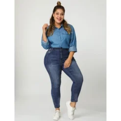 Agnes Orinda Women's Plus Size Mid Rise Stretch Washed Skinny Denim Jeans -Best Clothing Store GUEST 03d8b3ac 78ad 47d4 8252 0ded72dca907