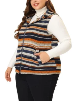 Agnes Orinda Plus Size Jacket For Women Pullover Zip Up Stripe Printed Sleeveless Knit Boho Vest Hoodie 11 Agnes Orinda Plus Size Jacket For Women Pullover Zip Up Stripe Printed Sleeveless Knit Boho Vest Hoodie -Best Clothing Store GUEST 044f2835 900b 43f8 9c10 897da91b0b99