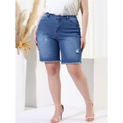 Agnes Orinda Women's Plus Size Denim Shorts Mid Rise Ripped Frayed Bermuda Jean Shorts -Best Clothing Store GUEST 05016877 29c8 4456 ada2 1ab1b16f7c14