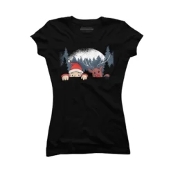 Junior's Design By Humans Christmas Santa And Rudolph Peaking By Rasok T-Shirt -Best Clothing Store GUEST 05b85d5f 915a 4d56 962e 1ffb5f37f853