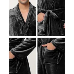 Lars Amadeus Men's Plush Shawl Collar Robe Long Sleeves Spa Bathrobe -Best Clothing Store GUEST 061ec6fb 926b 4266 a372 5279a65e7d14