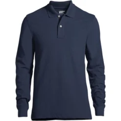 Lands' End Men's Comfort First Long Sleeve Solid Mesh Polo