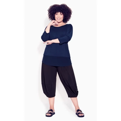 Women's Plus Size Contrast Rib Top - Navy | ZIM & ZOE 9 Women's Plus Size Contrast Rib Top - Navy | ZIM & ZOE - Image 7