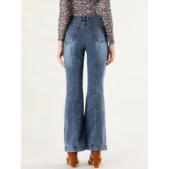 Allegra K Women's Retro High Waist Stretchy Flare Denim Jeans -Best Clothing Store GUEST 0798170e 9f83 4cb7 9284 13c568b611c7