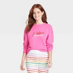 Women's J'Adore Christmas Matching Family Sweatshirt - Wondershop™ Pink -Best Clothing Store GUEST 0813f1ee 3cef 4df0 8272 420919723d37