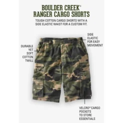 Boulder Creek By KingSize Men's Big & Tall 12" Side-Elastic Stacked Cargo Pocket Shorts -Best Clothing Store GUEST 099c9b3d cc59 47f1 b36e 2ea6a45a279f