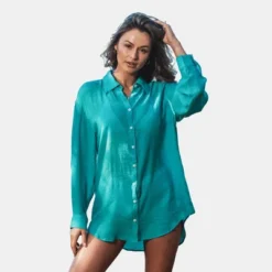 Women's Seafoam Long Sleeve Cover-Up Shirt - Cupshe -Best Clothing Store GUEST 0a0da693 abc1 4107 967d 2eb1be820993