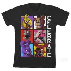 Five Nights At Freddy's Celebrate Boy's Black T-shirt -Best Clothing Store GUEST 0b8b42e5 0f5b 4bd0 bdf1 7ec260e43464