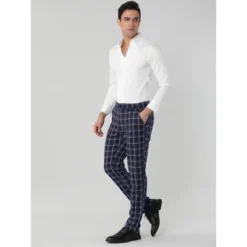 Lars Amadeus Men's Dress Plaid Pants Slim Fit Flat Front Check Chino Pants Trousers -Best Clothing Store GUEST 0b8ded1c 0e87 4fc2 a633 e2530cee58d1