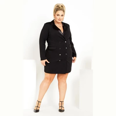 Women's Plus Size Tuxedo Dress - Black | CITY CHIC 5 Women's Plus Size Tuxedo Dress - Black | CITY CHIC - Image 3