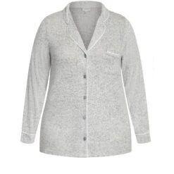 Women's Plus Size Hacci Button Top - Gray | AVENUE -Best Clothing Store GUEST 0c5f09cf 0cb7 4552 b18f f3a1a1156be4