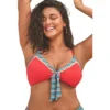 Swimsuits For All Women’s Plus Size Mentor Tie Front Ribbed Bikini Top