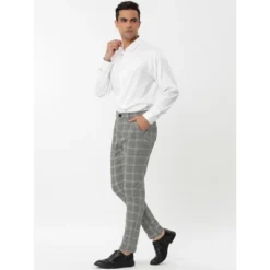 Lars Amadeus Men's Dress Plaid Slim Fit Flat Front Business Pencil Pants With Pockets -Best Clothing Store GUEST 111d4e9d 2fd2 4945 b3de 2b4fe6656da7