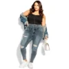 Women's Plus Size Asha Rip Corset Jean - Blue Gray | CITY CHIC -Best Clothing Store GUEST 130efb70 8070 4717 989b 13f33a10105b