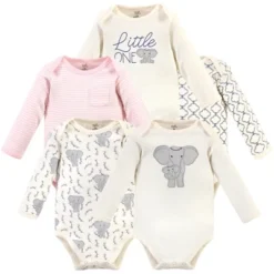 Touched By Nature Baby Girl Organic Cotton Long-Sleeve Bodysuits 5pk, Pink Elephant -Best Clothing Store GUEST 13613dc8 6185 4a33 bbc2 a9c2ca0c3a26