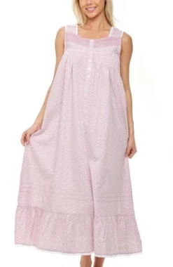 Women's Cotton Victorian Nightgown, Gwendoline Sleeveless Lace Trimmed Button Up Long Vintage Night Dress Gown -Best Clothing Store GUEST 136e2e64 89f0 4f7f 99c5 e530b1633f2f