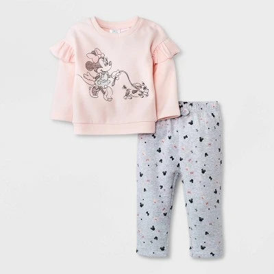 Disney Baby Girls' 2pc Minnie Mouse Top And Bottom Set - Light Pink 6 Disney Baby Girls' 2pc Minnie Mouse Top And Bottom Set - Light Pink - Image 4