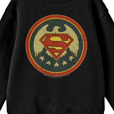 Superman Logo With American Eagle Seal Crew Neck Long Sleeve Black Youth Tee 3 Superman Logo With American Eagle Seal Crew Neck Long Sleeve Black Youth Tee