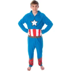 Marvel Men's Captain America Classic Cap Costume Pajama Union Suit Captain Blue -Best Clothing Store GUEST 15ab1719 0765 420b 9b1b c57d0e7e6973