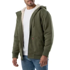 Wrangler Workwear Men's Full Zip Up Guardian Heavyweight Faux Shearling And Quilt Lined Hooded Jacket -Best Clothing Store GUEST 1603ff7e e70b 49c5 ae96 ec74cd58aa61