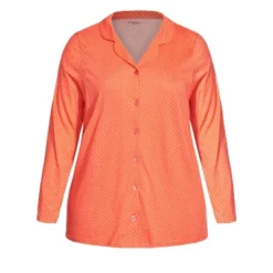 Women's Plus Size Button Print Sleep Top - Peach Spot | AVENUE -Best Clothing Store GUEST 1638e22d 29fb 4663 9920 464b5a8c93c5