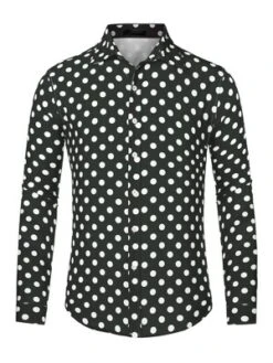 Lars Amadeus Men's Button Down Long Sleeves Casual Polka Dots Print Shirts -Best Clothing Store GUEST 17a6d5a2 8685 43bf aafd 3bbcfaeae39f