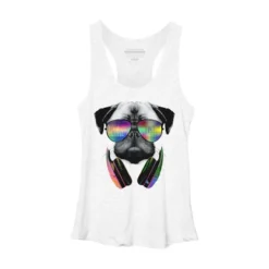 Women's Design By Humans Rainbow Beat DJ Pug By Clingcling Racerback Tank Top -Best Clothing Store GUEST 17e2b268 e58f 4515 a79a eae1b9de884c