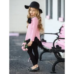 Girls Fine Lines Lace Tunic & Trimmed Legging Set - Mia Belle Girls -Best Clothing Store GUEST 181a2302 fee8 47f7 bba5 d3a894a9c02a