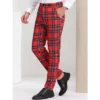 Lars Amadeus Men's Plaid Flat Front Business Dress Suit Pants -Best Clothing Store GUEST 192cc062 962e 45bd 91b7 8e9cd87f56f1