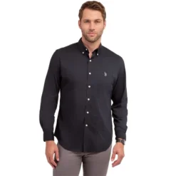 U.S. Polo Assn. Men's Solid Stretch Poplin Long Sleeve Button Down Shirt -Best Clothing Store GUEST 1970c40f 54dc 4b37 8a71 85ab37a04779