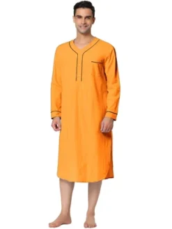 Lars Amadeus Men's Nightshirt Cotton Sleep Shirt Long Sleeves Henley Nightgown Sleepwear -Best Clothing Store GUEST 1a516905 ff80 458a b8fc 0cdb58456d8f