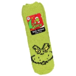 Dr. Seuss The Grinch Socks Kids Grinch Face Plush Slipper Socks W/ No-Slip Sole Green -Best Clothing Store GUEST 1acc253a 8c69 42fc 801d edf465aeec5e