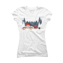 Junior's Design By Humans Christmas Santa And Rudolph Peaking By Rasok T-Shirt -Best Clothing Store GUEST 1c793369 811b 4586 b250 2f0c5ff9df2a