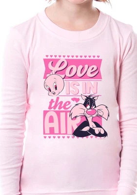 Looney Tunes Girls' Tweety Bird Love Child 2 Piece Tight Fit Pajama Set Pink 4 Looney Tunes Girls' Tweety Bird Love Child 2 Piece Tight Fit Pajama Set Pink - Image 2