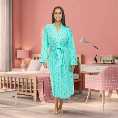 Womens Soft Cotton Knit Jersey Lounge Robe With Pockets, Long Bathrobe 4 Womens Soft Cotton Knit Jersey Lounge Robe With Pockets, Long Bathrobe - Image 2