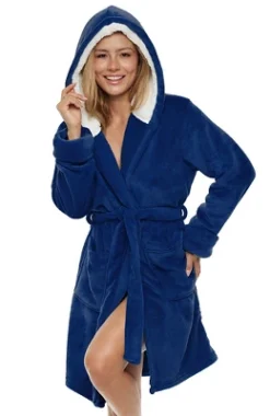 Women's Classic Plush Hooded Robe, Short Fleece Bathrobe With Hood -Best Clothing Store GUEST 1f7fffb5 82fc 4028 ad21 66bdc31d4fc5