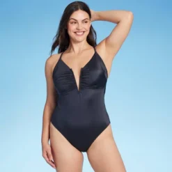 Women's Shirred V-Wire Plunge One Piece Swimsuit - Shade & Shore™ Gray 17 Women's Shirred V-Wire Plunge One Piece Swimsuit - Shade & Shore™ Gray -Best Clothing Store GUEST 20a8d1b1 04e2 49dd b433 c324732d4bc5