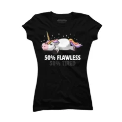 Junior's Design By Humans 50% Flawless 50% Lazy Cute Unicorn Gift By EduEly T-Shirt -Best Clothing Store GUEST 21713b05 7741 4a1e b1c1 54e52b0b7d51