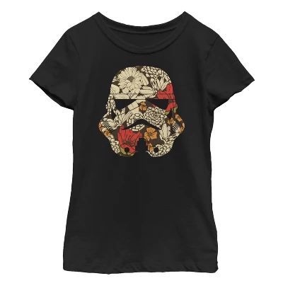 Girl's Star Wars Retro Floral Stormtrooper Helmet T-Shirt 4 Girl's Star Wars Retro Floral Stormtrooper Helmet T-Shirt - Image 2