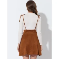 Allegra K Women's Faux Suede Tie Shoulder Buttons Decor Suspender Skirt -Best Clothing Store GUEST 241dc590 a7d3 458b b6c3 0d0836de6fbe