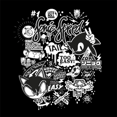 Bioworld Sonic The Hedgehog "Let's Roll" Monochrome Street Art Youth Black Crew Neck Sweatshirt 3 Bioworld Sonic The Hedgehog "Let's Roll" Monochrome Street Art Youth Black Crew Neck Sweatshirt