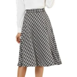 Allegra K Women's Tartan Plaid High Waist Belted Vintage A-Line Midi Skirt -Best Clothing Store GUEST 25046079 5fe3 46db 85f3 8fc088b9cc01