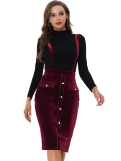 Allegra K Women's High Waist Overall Pencil Bodycon Midi Suspender Pinafore Skirts 12 Allegra K Women's High Waist Overall Pencil Bodycon Midi Suspender Pinafore Skirts -Best Clothing Store GUEST 25c62412 d540 43f1 8eb3 368871f37ce8