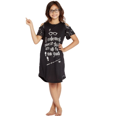 Intimo Big Girls' Harry Potter I Solemnly Swear Shoulder Cut Out Nightgown Black 8 Intimo Big Girls' Harry Potter I Solemnly Swear Shoulder Cut Out Nightgown Black - Image 6