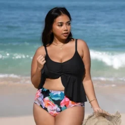 Women's Plus Size Flutter High Waist Tankini Set - Cupshe -Best Clothing Store GUEST 276b3f79 6c79 48ac 86d4 0333d566488e