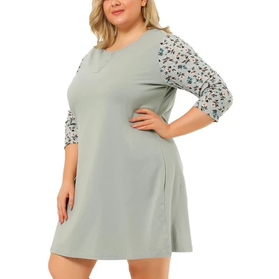 Agnes Orinda Women's Plus Size Cute Floral 3/4 Sleeve Floral Print Nightgowns 8 Agnes Orinda Women's Plus Size Cute Floral 3/4 Sleeve Floral Print Nightgowns - Image 6