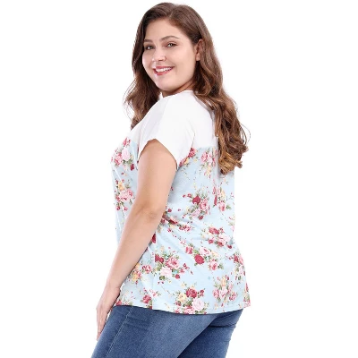 Agnes Orinda Women's Plus Size Dolman Sleeve Print Shirt Sheer Floral Summer T-shirts 5 Agnes Orinda Women's Plus Size Dolman Sleeve Print Shirt Sheer Floral Summer T-shirts - Image 3