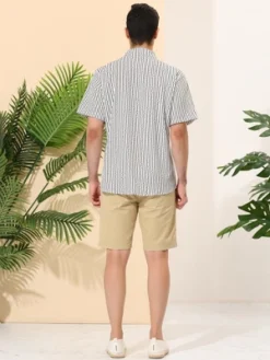 Lars Amadeus Men's Summer Striped Shirt Short Sleeves Casual Button Down Beach Shirts -Best Clothing Store GUEST 29e00087 4430 4b53 8af4 920df664416f